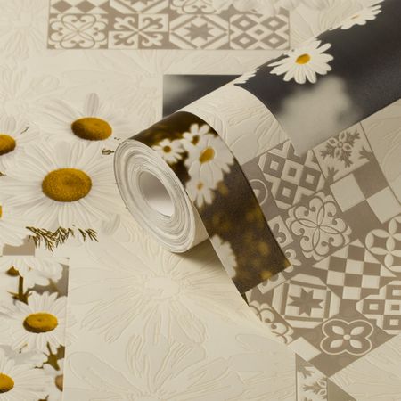 Обои вспененный винил на бумажной основе Sonet Ромашки 901304 (0,53х10 м) ная смола мини ромашки для декорирования 200 шт tsxjy