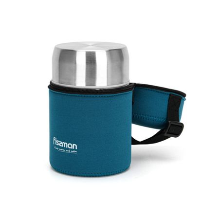 Термос Fissman для еды в синем чехле, нержавеющая сталь, 700 мл термос fissman для еды в чёрном чехле нержавеющая   900 мл
