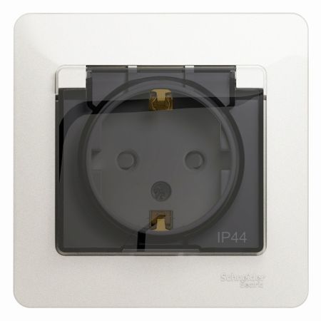 Розетка Systeme Electric Glossa встраиваемая перламутр со шторками с крышкой (GSL000648) электрический паяльник aideepen electric vacuum solder sucker