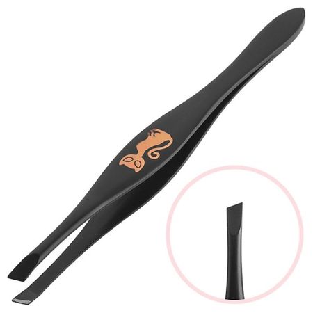 Пинцет EVABOND Пинцет для бровей черный cкошенный Cat пинцет для бровей lei 9см прямой матовый металл