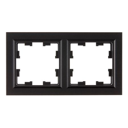 Рамка IEK Brite РУ-2-БрЧ двухместная черная (BR-M22-K02) кнопка рулевого колеса автомобиля в стиле углеродного волокна нижняя рамка наклейка abs для suzuki swift 2017 2018 2019 2020 2021 2022 2023 2024 2025 suzuki fronx 2024 2025