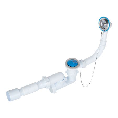 Сифон для ванны АНИ пласт 1 1/2х40 мм регулируемый слив d50 мм с выпуском d70 мм с соединением 40/50 мм (E255)