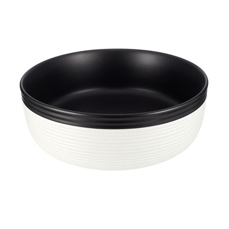 Раковина Corsa Deco Groove 36 см накладная белая/черная матовая (ABGR36WB)