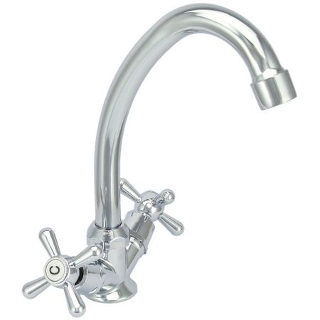 Смеситель для кухни Istok life хром с высоким изливом двухвентильный (402.437) eh life телескопическая вилка из нержавеющей стали серебристого а