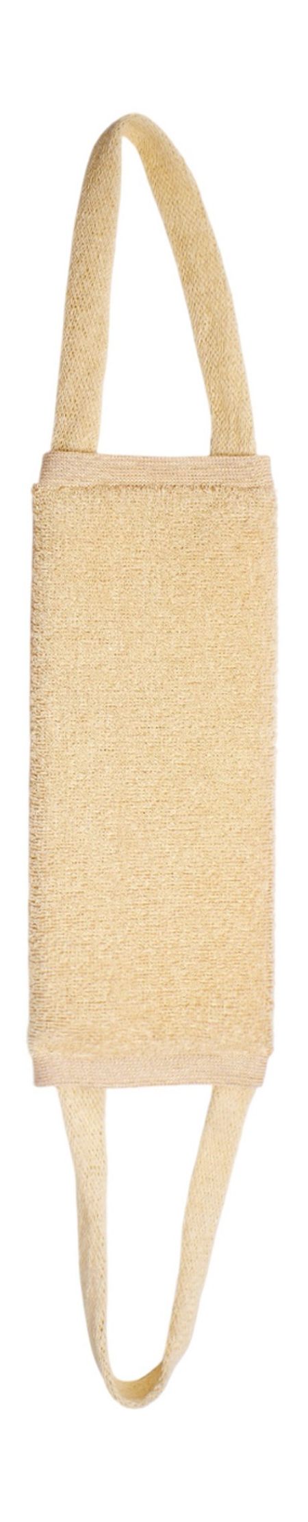 Vival Двусторонняя мочалка с ручками 2-в-1 Бежевая мочалка из льна мягкая 70x11 см