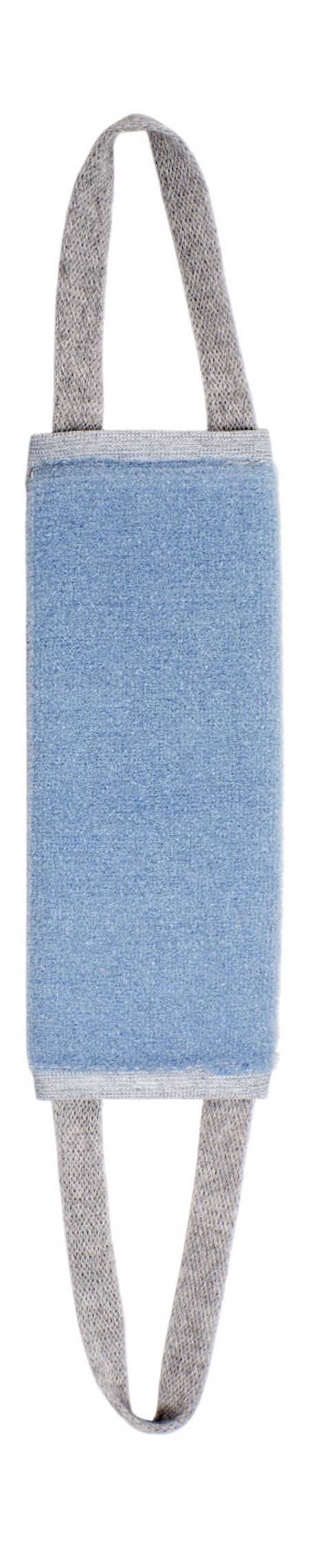 Vival Мочалка с ручками Двусторонняя 2-в-1 Голубая мочалка из льна мягкая 70x11 см