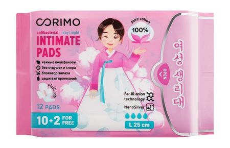 Corimo Day and Night Antibacterial Intimate Pads L