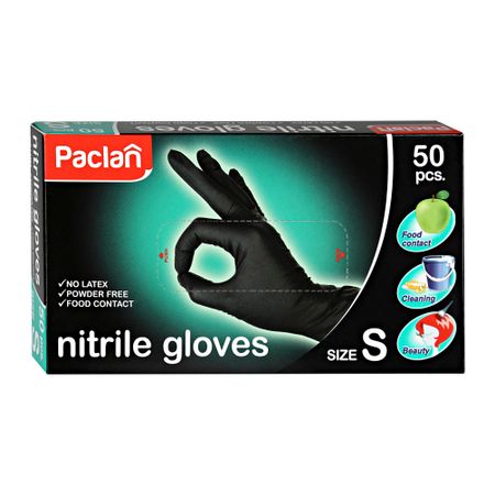 Перчатки нитриловые Paclan черные S 50 шт перчатки нитриловые виниловые черные 100 шт m wally plastic китай