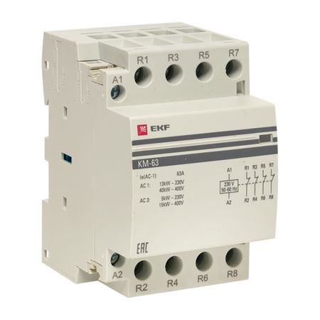 Контактор модульный EKF PROxima 230-400 В 63 А тип AC 4НЗ (km-3-63-04)