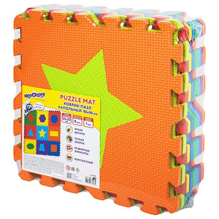 Мягкая игрушка ЮНЛАНДИЯ Коврик-пазл напольный мягкий, Фигуры напольный коврик из полиэстера водонепроницаемый