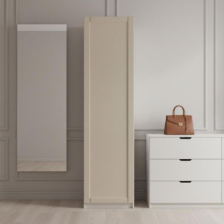 Шкаф распашной Байонна латте 60х232,2х54,5 с 3 полками и штангой ЛДСП белый тахта ирис велюр monolit латте