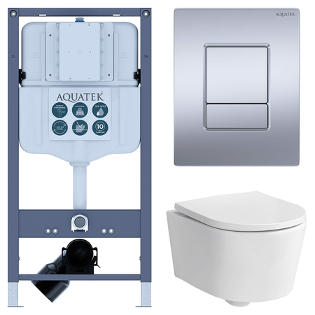 Комплект инсталляции Aquatek Pneumo N 49 с безободковым унитазом Sensea Neo клавиша Aquatek Pnn-0000003 серая 10 шт платы адаптеры sop8 dip8