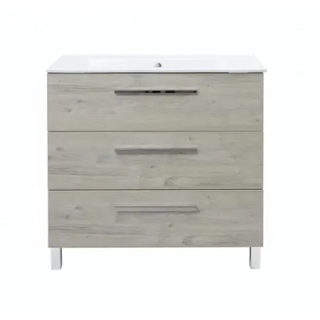 Тумба под раковину Мадрид Квадро 90 см цвет дуб с раковиной Sanita Luxe Quadro 90