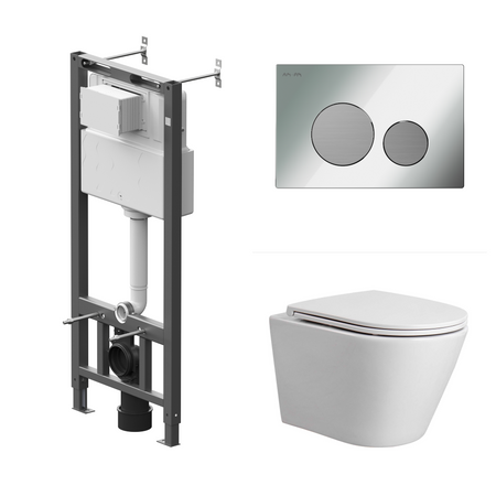 Комплект инсталляции AM.PM Tech с унитазом безободковым Teymi Tiko клавиша AM.PM Tech L серебристая airtac 4v230c 08 пневматический клапан 5 позиций