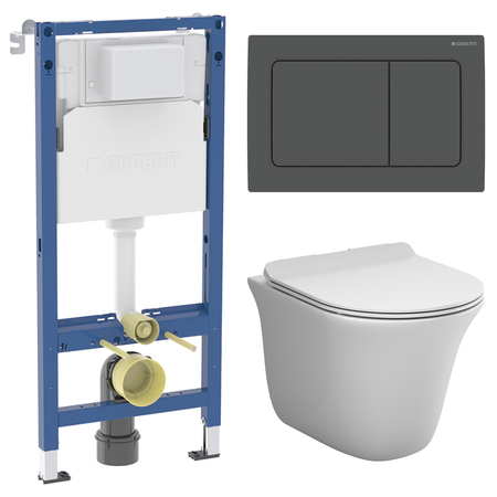 Комплект инсталляции Geberit Alpha с безободковым унитазом AM.PM Force клавиша Geberit Alpha черная крышки для отверстий для проводов 10 шт