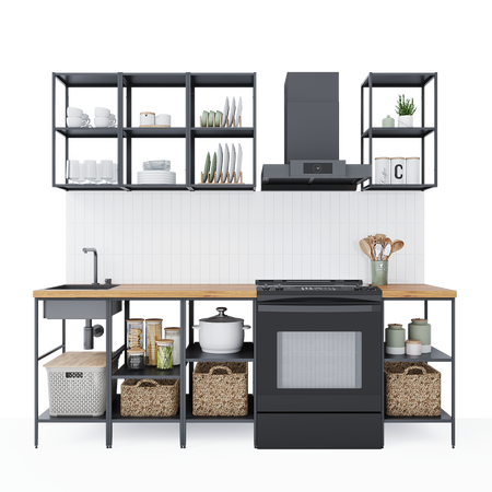 Кухонный гарнитур 160x60 см Вельга цвет черный кухонный удлинитель для крана 360°