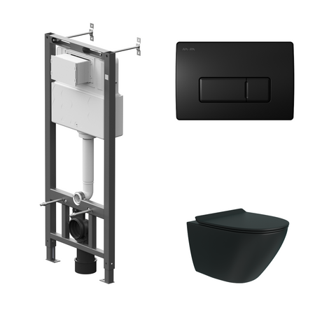 Комплект инсталляции AM.PM Tech с унитазом безободковым Teymi Tiko клавиша AM.PM Tech M черная airtac 4v230c 08 пневматический клапан 5 позиций