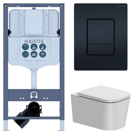 Комплект инсталляции Aquatek Pneumo N 49 с безободковым унитазом AM.PM Moxie клавиша Aquatek Pnn-0000005 чёрная крышки для отверстий для проводов 10 шт