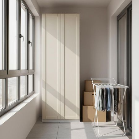 Шкаф распашной Байонна латте с 4 полками 80х232,2х54,5 ЛДСП каркас белый тахта ирис велюр monolit латте