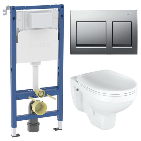 Комплект инсталляции Geberit Alpha с унитазом тип ободка закрытый Rosa Рио клавиша Geberit Alpha хром