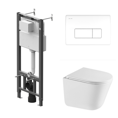 Комплект инсталляции AM.PM Tech с унитазом безободковым Iddis Lahta клавиша AM.PM Tech M белая большая керамическая тарелка abdo и белая