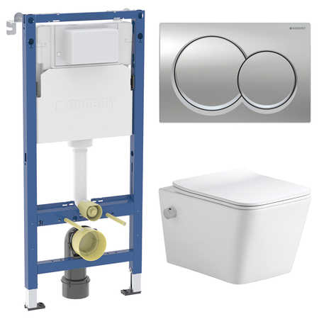 Комплект инсталляции Geberit Alpha с унитазом тип ободка открытый Glory клавиша Geberit Alpha хром