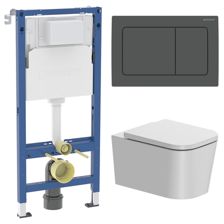 Комплект инсталляции Geberit Alpha с безободковым унитазом AM.PM Moxie клавиша Geberit Alpha черная
