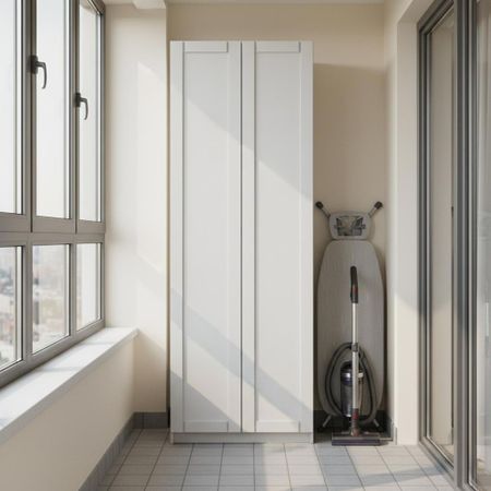 Шкаф распашной Байонна белый с 3 полками 80х232,2х54,5 ЛДСП каркас белый