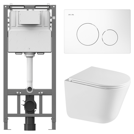 Комплект инсталляции AM.PM Tech с безободковым унитазом Iddis Lahta клавиша AM.PM Tech белая большая керамическая тарелка abdo и белая