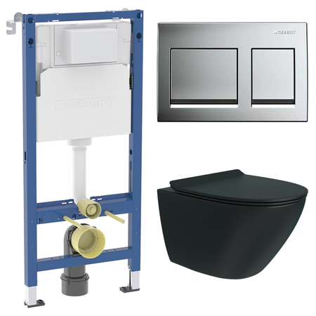 Комплект инсталляции Geberit Alpha с безободковым унитазом Teymi Tiko клавиша Geberit Alpha хром