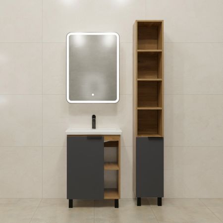 Тумба под накладную раковину KONSENSA Сохо черная 56.4x78 раковина Kirovit Фостер шкаф-пенал цвет корпуса желтый пенал monte mount для ручек из полиуретана