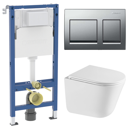 Комплект инсталляции Geberit Alpha с безободковым унитазом Iddis Lahta клавиша Geberit Alpha хром