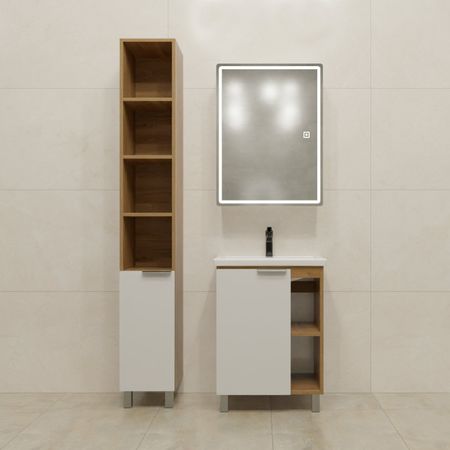 Тумба под накладную раковину KONSENSA Сохо белая 56.4x78 раковина Kirovit Фостер шкаф-пенал цвет корпуса желтый тумба для обуви сириус 602x890x250мм белая лдсп