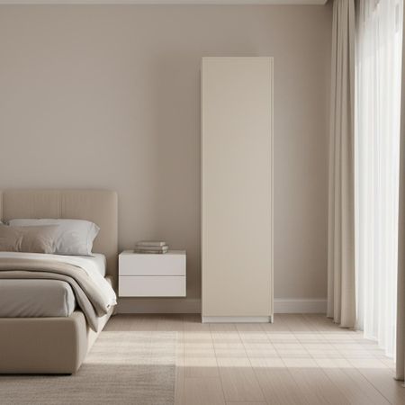 Шкаф распашной Амьен латте 60х232,2х54,5 с 2 полками и 2 штангами ЛДСП каркас белый тахта ирис велюр monolit латте