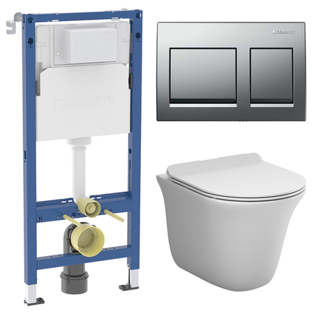 Комплект инсталляции Geberit Alpha с безободковым унитазом AM.PM Force клавиша Geberit Alpha хром