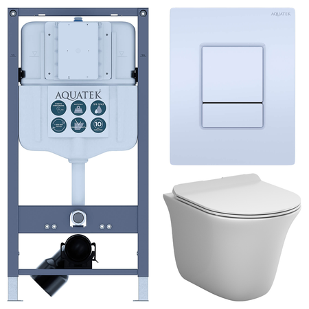 Комплект инсталляции Aquatek Pneumo N 49 с безободковым унитазом AM.PM Force клавиша Aquatek Pnn-0000001 белая комплект для настройки карбюратора dcnb для husqvarna 28cc