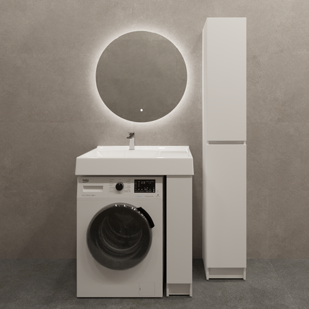 Тумба под накладную раковину KONSENSA Терни левая 91.7x18 раковина на стиральную машину Mira шкаф-пенал цвет корпуса белый большой тканевый пенал