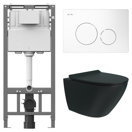 Комплект инсталляции AM.PM Tech с безободковым унитазом Teymi Tiko клавиша AM.PM Tech белая большая керамическая тарелка abdo и белая