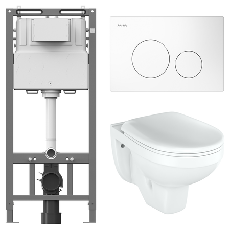 Комплект инсталляции AM.PM Tech с унитазом тип ободка закрытый Rosa Рио клавиша AM.PM Tech белая большая керамическая тарелка abdo и белая