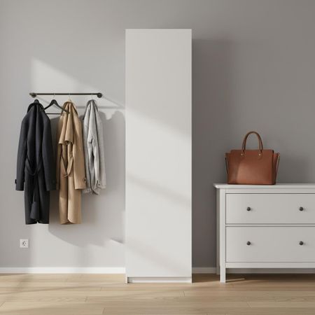 Шкаф распашной Лион белый 60х232,2х54,5 с 2 полками, штангой и 2 ящиками ЛДСП каркас белый шкаф сириус 3 двери и 1 ящик 1171x1900x502мм венге лдсп