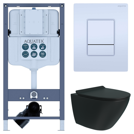 Комплект инсталляции Aquatek Pneumo N 49 с безободковым унитазом Teymi Tiko клавиша Aquatek Pnn-0000001 белая комплект для настройки карбюратора dcnb для husqvarna 28cc