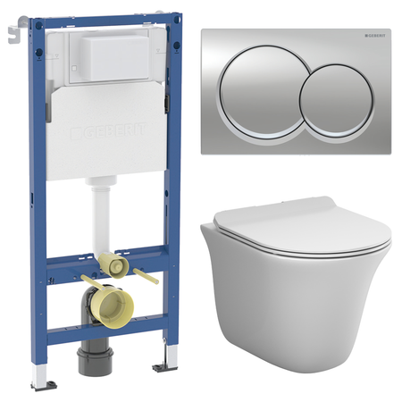 Комплект инсталляции Geberit Alpha с безободковым унитазом AM.PM Force клавиша Geberit Alpha хром