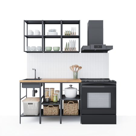 Кухонный гарнитур 120x60 см Вельга цвет черный кухонный удлинитель для крана 360°