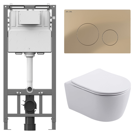 Комплект инсталляции AM.PM Tech с безободковым унитазом Aquatek Европа клавиша AM.PM L золотая 3d магниты для холодильника европа