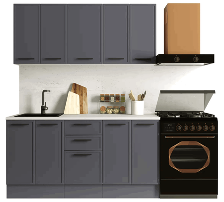 Кухонный гарнитур «Неро» 160x60 см МДФ цвет графит водонепроницаемый кухонный фартук с карманами