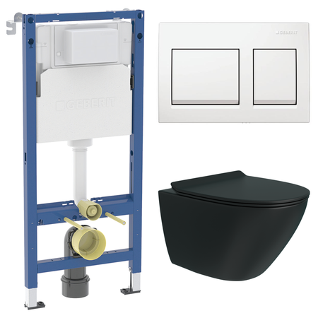 Комплект инсталляции Geberit Alpha с безободковым унитазом Teymi Tiko клавиша Geberit Alpha белая большая керамическая тарелка abdo и белая