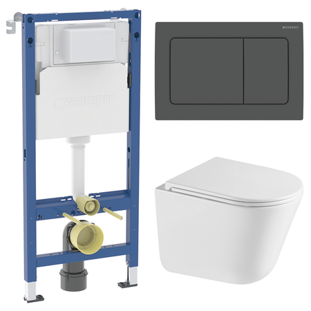 Комплект инсталляции Geberit Alpha с безободковым унитазом Iddis Lahta клавиша Geberit Alpha черная