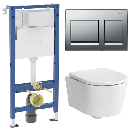 Комплект инсталляции Geberit Alpha с безободковым унитазом Sensea Neo клавиша Geberit Alpha хром