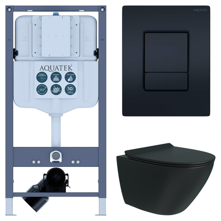 Комплект инсталляции Aquatek Pneumo N 49 с безободковым унитазом Teymi Tiko клавиша Aquatek Pnn-0000005 чёрная комплект для настройки карбюратора dcnb для husqvarna 28cc