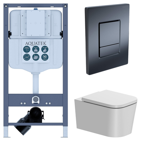 Комплект инсталляции Aquatek Pneumo N 49 с безободковым унитазом AM.PM Moxie клавиша Aquatek Pnn-0000004 чёрная комплект для настройки карбюратора dcnb для husqvarna 28cc